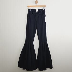L'Agence Sevyn High Rise Super Flare Bellbottom Jean Black Stretch 25 NWT